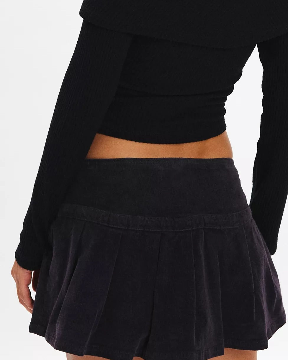 Ecote Shaina Corduroy Pleated Micro Mini Skort