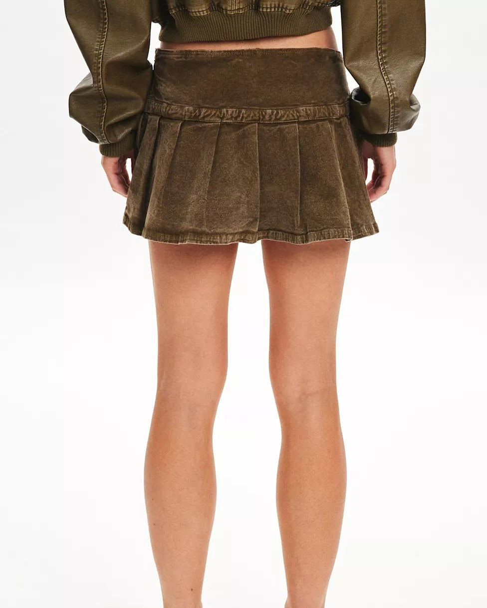 Ecote Shaina Corduroy Pleated Micro Mini Skort