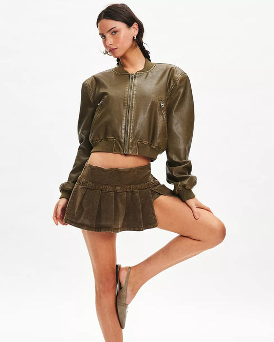 Ecote Shaina Corduroy Pleated Micro Mini Skort