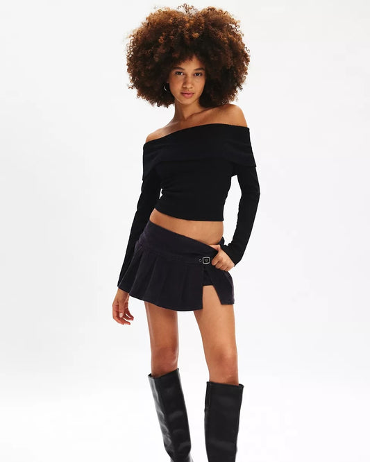 Ecote Shaina Corduroy Pleated Micro Mini Skort