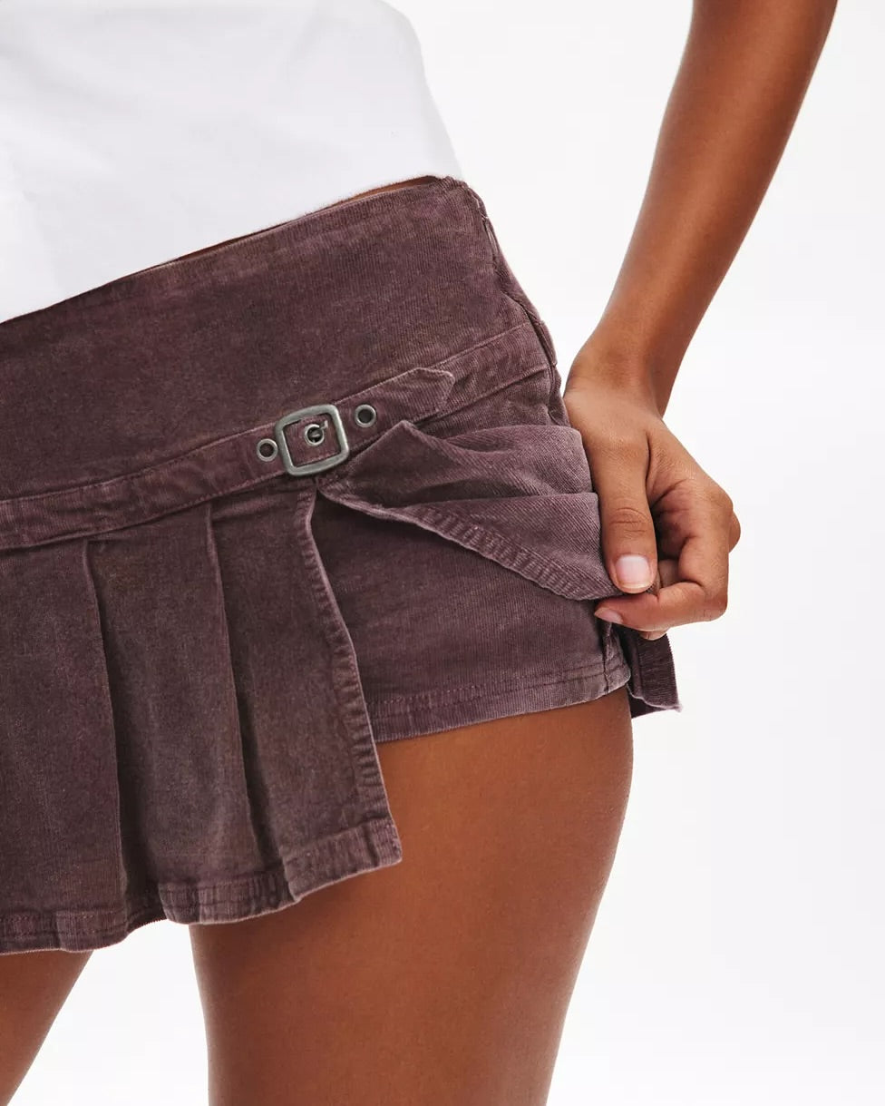 Ecote Shaina Corduroy Pleated Micro Mini Skort