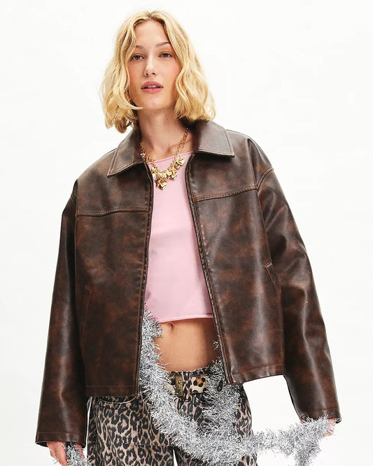 BDG Sasha Faux Leather Car Jacket